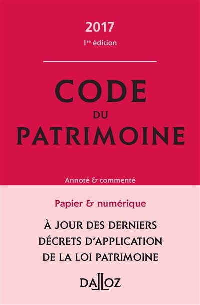 Front cover_Code du patrimoine, annoté & commenté