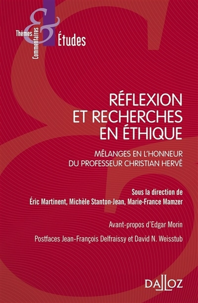 Front cover_Réflexion et recherches en éthique : mélanges en l'honneur du professeur Christian Hervé