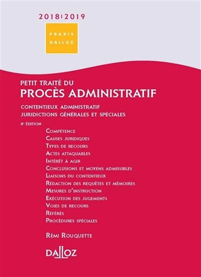 Front cover_Petit traité du procès administratif 2018-2019