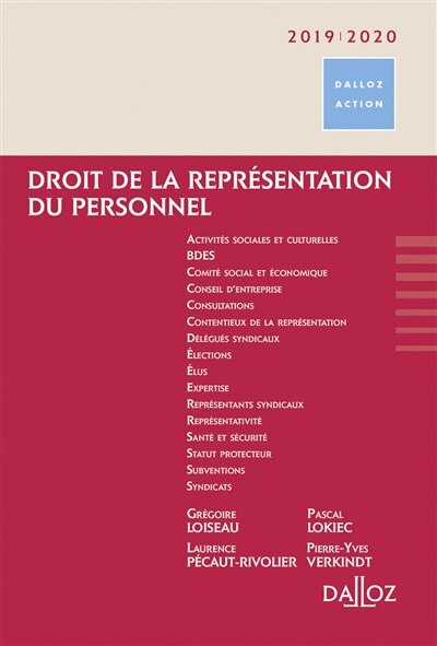 Front cover_Droit de la représentation du personnel : 2019-2020