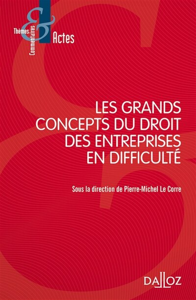 Front cover_Les grands concepts du droit des entreprises en difficulté