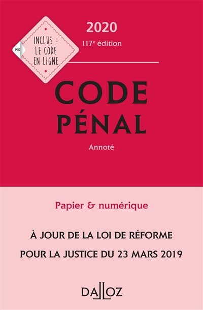 Front cover_Code pénal 2020