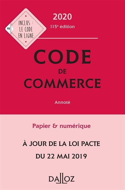 Front cover_Code de commerce 2020, annoté