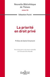 Front cover_La priorit&eacute; en droit priv&eacute;