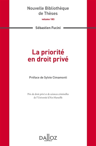 Front cover_La priorit&eacute; en droit priv&eacute;