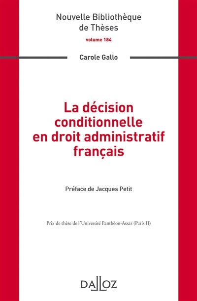 Front cover_La décision conditionnelle en droit administratif français