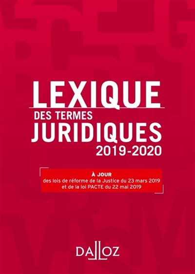 Front cover_Lexique des termes juridiques 2019-2020