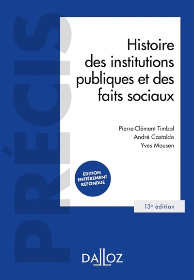 Front cover_Histoire des institutions publiques et des faits sociaux