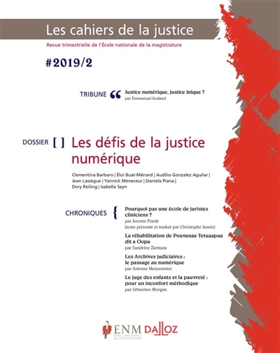 Couverture_Cahiers de la justice (Les) - Revue de L'ENM, n°2 (2019). Les défis de la justice numérique