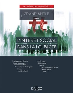 Front cover_L' intérêt social dans la loi Pacte