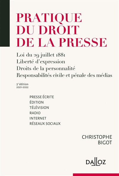 Front cover_Pratique du droit de la presse