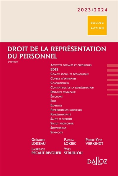 Couverture_Droit de la représentation du personnel : 2023-2024