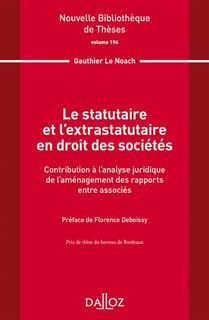 Front cover_Le statutaire et l'extrastatutaire en droit des sociétés