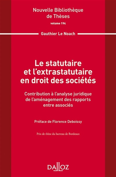 Front cover_Le statutaire et l'extrastatutaire en droit des sociétés