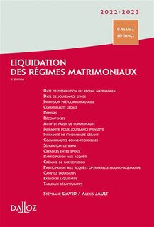 Front cover_Liquidation des régimes matrimoniaux