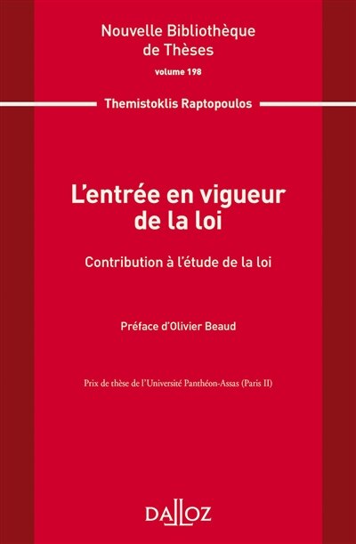 Front cover_L' entrée en vigueur de la loi