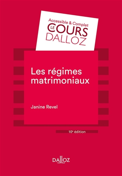 Front cover_Les régimes matrimoniaux