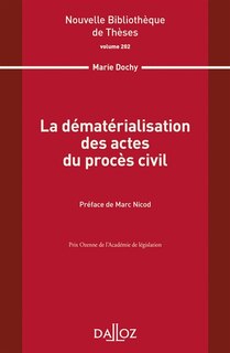 Front cover_La dématérialisation des actes du procès civil