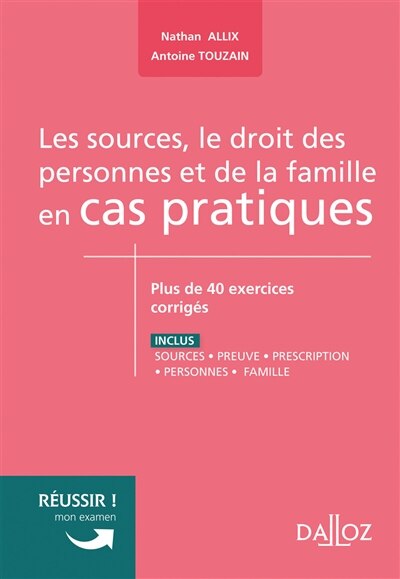 Front cover_Les sources, le droit des personnes et de la famille en cas pratiques