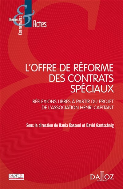 Couverture_L' offre de réforme des contrats spéciaux