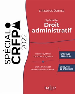 Couverture_Epreuves écrites du CRFPA : spécialité droit administratif : 2022