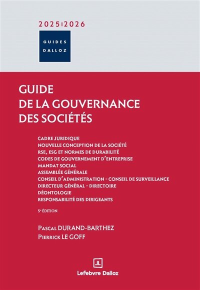 Front cover_Guide de la gouvernance des sociétés : 2025-2026