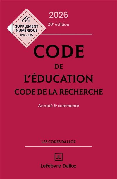Front cover_Code de l'éducation 2026 : code de la recherche : annoté & commenté