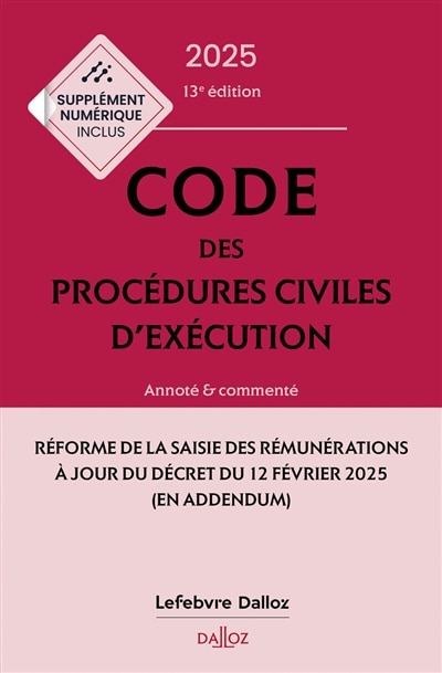 Couverture_Code des procédures civiles d'exécution 2025 : annoté & commenté