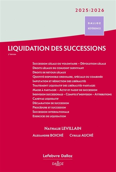 Couverture_Liquidation des successions : 2025-2026
