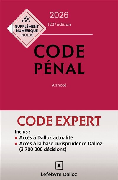 Front cover_Code pénal annoté, code de procédure pénale annoté, 2026