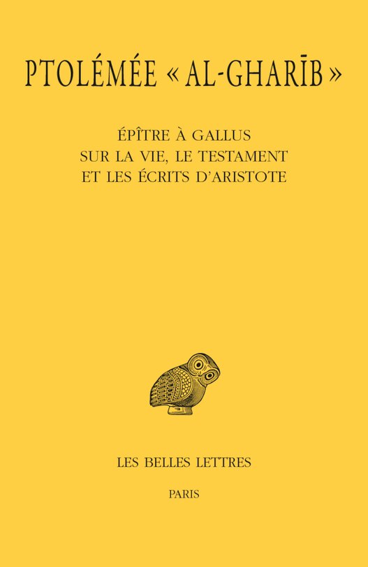 Front cover_Epître à Gallus sur la vie, le testament et les écrits d'Aristote