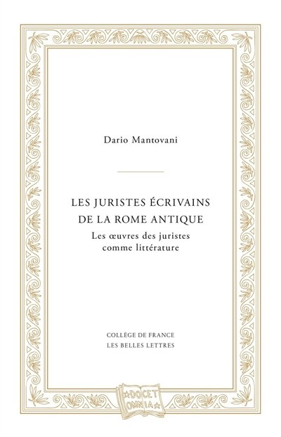 Front cover_Les juristes écrivains de la Rome antique