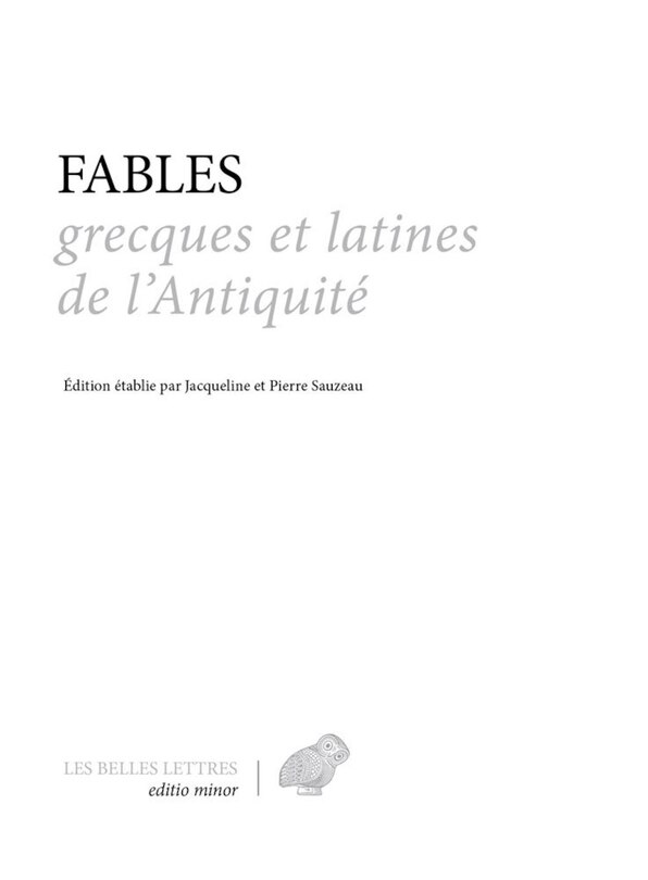 Front cover_Fables grecques et latines de l'Antiquité