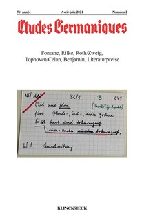Front cover_Etudes germaniques, n°2 (2021). Fontane, Rilke, Roth-Zweig, Tophoven-Celan, Benjamin, Literaturpreise