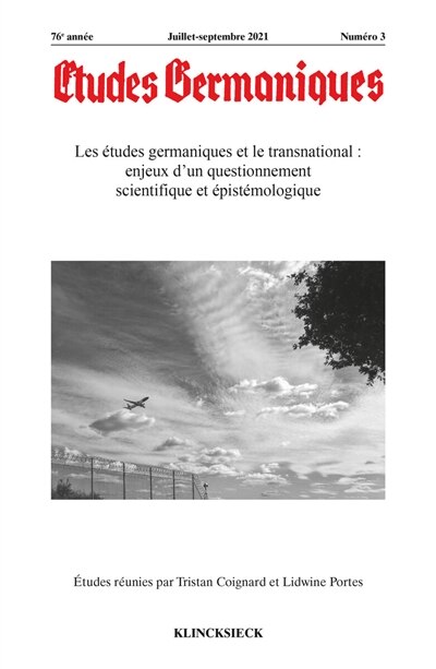 Couverture_Etudes germaniques, n°3 (2021). Les études germaniques et le transnational : enjeux d'un questionnement scientifique et épistémologique