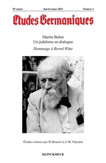 Front cover_Etudes germaniques, n°1 (2023). Martin Buber : un judaïsme en dialogue ; Hommage à Bernd Witte