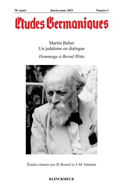 Front cover_Etudes germaniques, n°1 (2023). Martin Buber : un judaïsme en dialogue ; Hommage à Bernd Witte