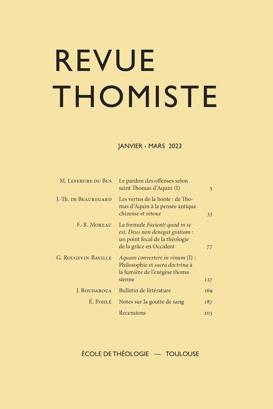 Revue Thomiste 2023, no 01