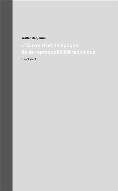 Couverture_L' oeuvre d'art &agrave; l'&eacute;poque de sa reproductibilit&eacute; technique