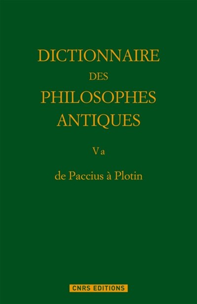 Couverture_Dictionnaire des philosophes antiques V, 1ère partie