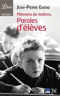 Couverture_Mémoire de maîtres, paroles d'élèves