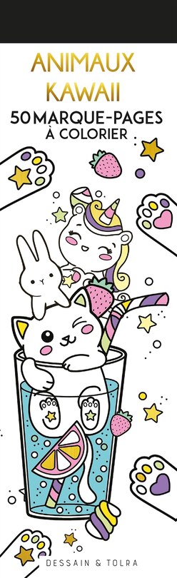 Front cover_Animaux kawaii : 50 marque-pages à colorier