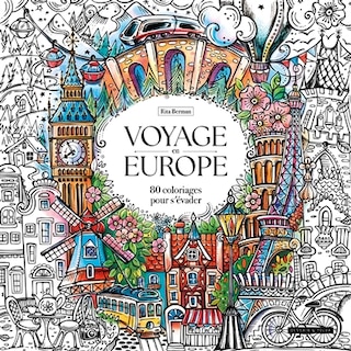 Couverture_Voyage en Europe : 80 coloriages pour s'évader