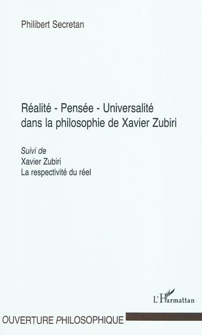 Front cover_R&eacute;alit&eacute; - pens&eacute;e - universalit&eacute; - dans la philosophie de xav