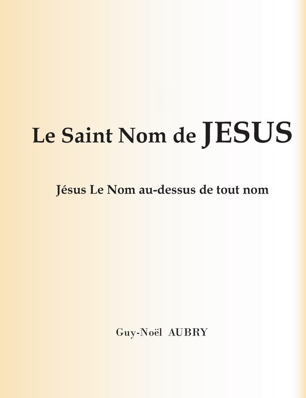Front cover_Le Saint Nom de Jésus