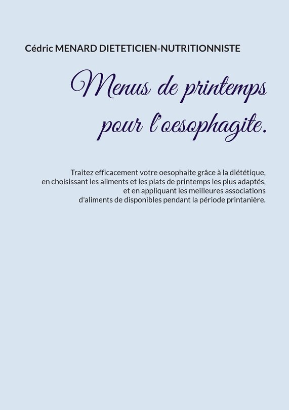 Front cover_Menus de printemps pour l'oesophagite.