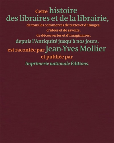 Front cover_Une histoire des libraires et de la librairie