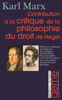 Front cover_Contribution à la critique de la philosophie du droit de Hegel