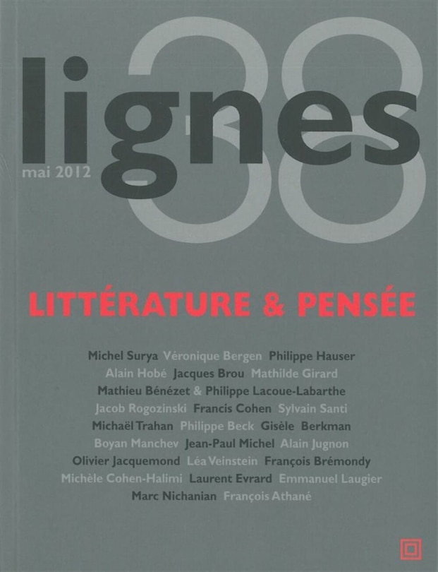 Front cover_Lignes, n°38. Littérature et pensée