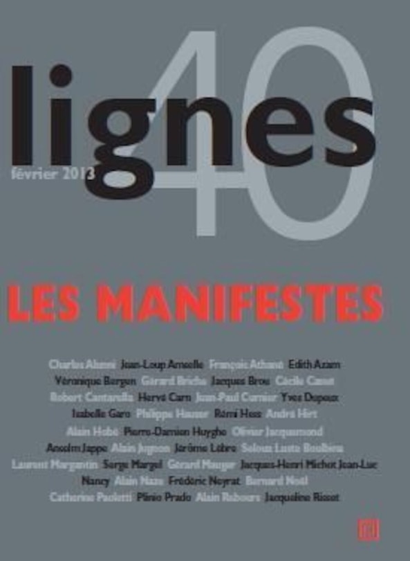 Front cover_Lignes, n°40. Le manifeste